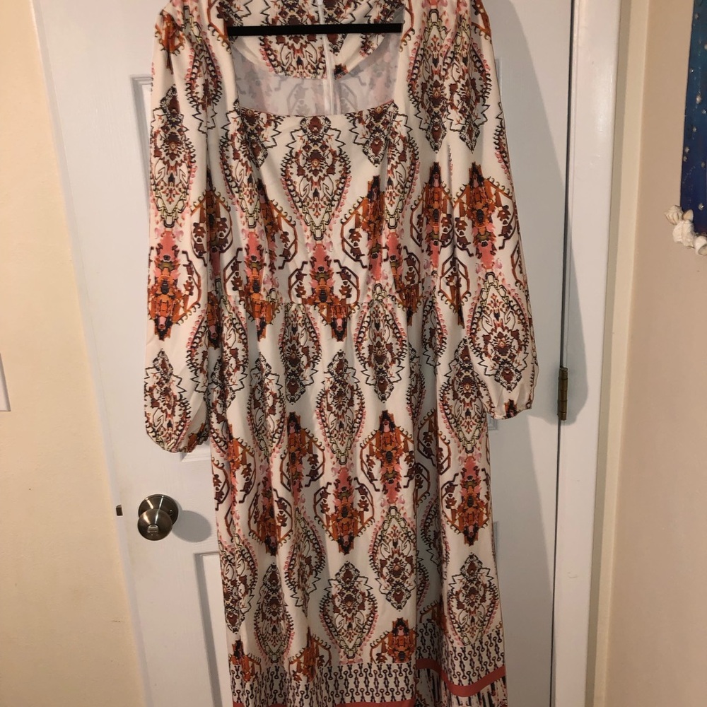 Elegant Multicolor Boho Patterned Dress